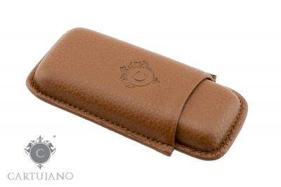 PORTASIGARI ASTUCCIO TOSCANELLO CARTUJANO PER DUE AMMEZZATI TOSCANI IN PELLE MARTELLATA MARRONE CHIARO CJ2AT-PMMA