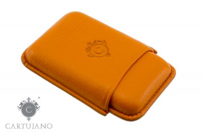 PORTASIGARI ASTUCCIO TOSCANELLO CARTUJANO PER TRE AMMEZZATI TOSCANI IN PELLE MARTELLATA ARANCIO CJ3AT-PMAR