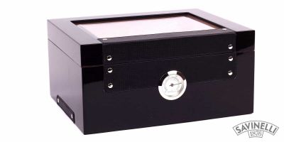 SCATOLA HUMIDOR PORTASIGARI UMIDIFICATORE SAVINELLI NERO PLEXI S61184L