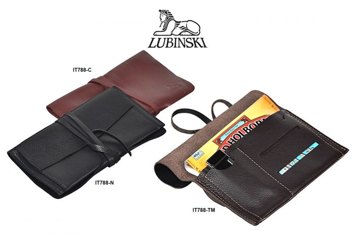 BUSTA PORTATABACCO RYO LUBINSKI CARTINE E ACCESSORI IN MORBIDA PELLE DI NAPPA CHIUSURA CON STRINGHA IT788 IT788