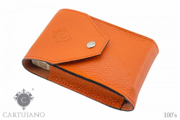 PORTAPACCHETTO SIGARETTE LUNGHE 100'S CARTUJANO PELLE MARTELLATA ARANCIO CJ100S-PMAR