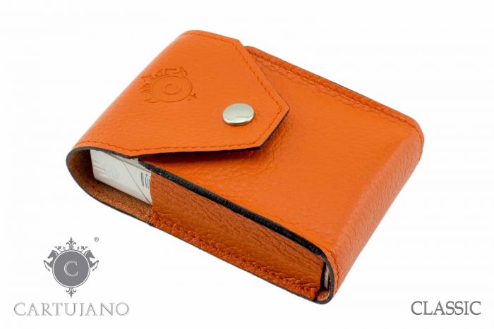 PORTAPACCHETTO SIGARETTE CLASSICHE CARTUJANO PELLE MARTELLATA ARANCIO CJ1PCS-PMAR