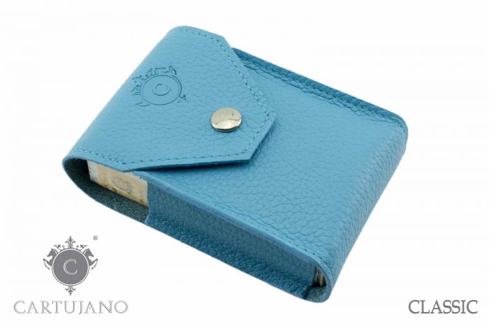 PORTAPACCHETTO SIGARETTE CLASSICHE CARTUJANO PELLE MARTELLATA AZZURRA CJ1PCS-PMAZ