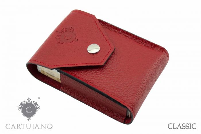 PORTAPACCHETTO SIGARETTE CLASSICHE CARTUJANO PELLE MARTELLATA ROSSA CJ1PCS-PMRO