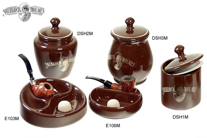 VASO PORTATABACCO BATTIPIPA POGGIA PIPA POSACENERE LUBINSKI SHERLOCK HOLMES CERAMICA MARRONE DSH1M-DSH2M-DSH3M-E103M-E106M