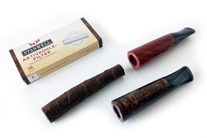 BOCCHINO PER SIGARO TOSCANO FUMA TOSCANI MARINI RADICA E METACRILATO + 10 FILTRI 9MM M513-10F