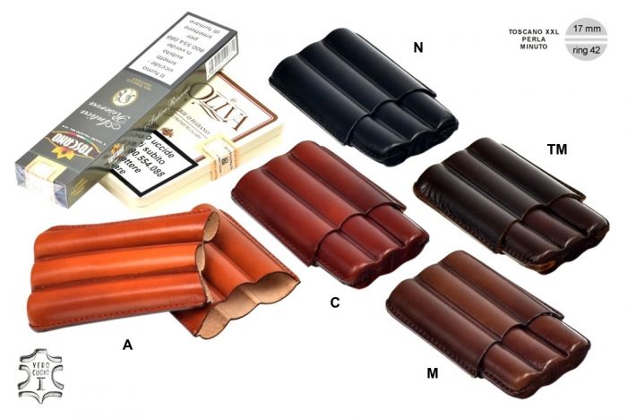PORTASIGARI LUBINSKI IN CUOIO 3 MEZZI SIGARI TOSCANI XXL M71083