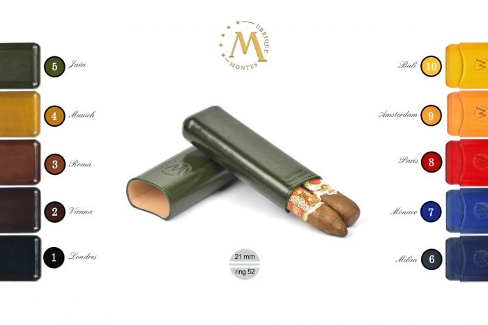 PORTASIGARI MONTES UBRIQUE PER 2 SIGARI ROBUSTO IN CUOIO LISCIO MZ522