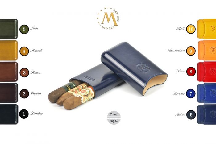 PORTASIGARI MONTES UBRIQUE PER 3 SIGARI ROBUSTO IN CUOIO LISCIO MZ523