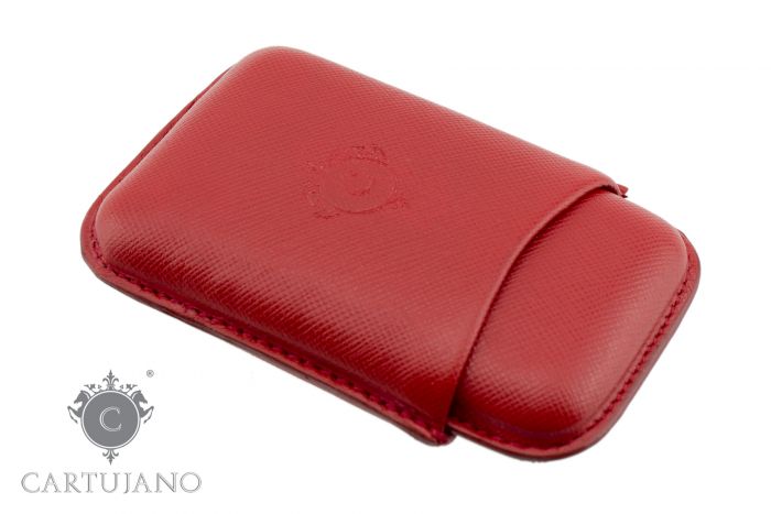 PORTASIGARI ASTUCCIO TOSCANELLO CARTUJANO PER TRE AMMEZZATI TOSCANI IN PELLE SAFFIANO ROSSA CJ3AT-PSRO