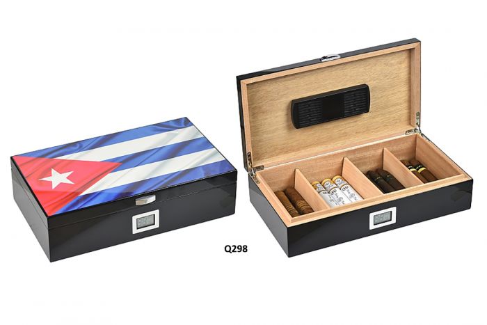 SCATOLA HUMIDOR UMIDIFICATORE LUBINSKI PER 60 SIGARI CUBAN FLAG Q298