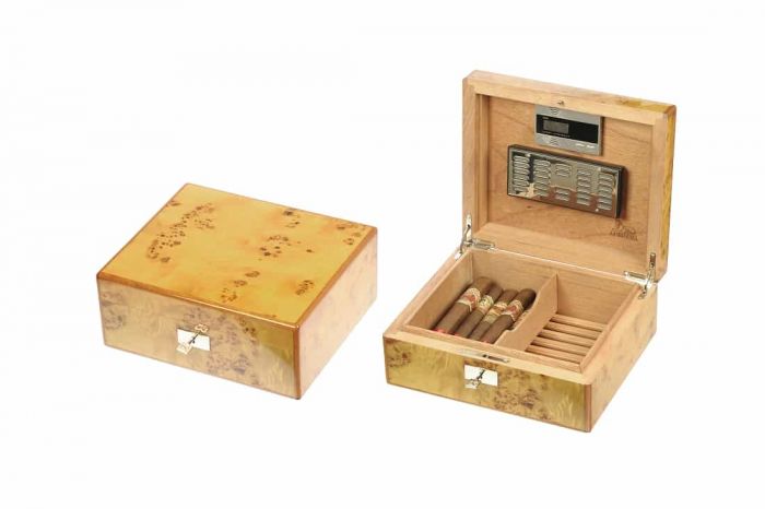 SCATOLA HUMIDOR PORTASIGARI UMIDIFICATORE 50 SIGARI LEGNO CEDRO RADICA PIOPPO  Q45012W