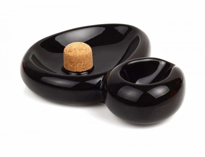 POSACENERE POSA PIPA SAVINELLI SIDECAR IN CERAMICA NERO W1012-NERO