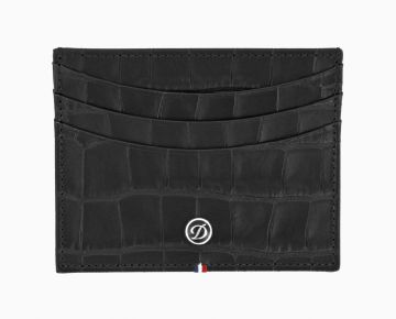 PORTA CARTE DI CREDITO S.T. DUPONT CROCO DANDY PELLE NERA 6 SCOMPARTI 180068 180068