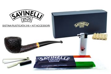 PIPA SAVINELLI SISTINA 316 KS DUBLIN SEMICURVA RUSTICATA + KIT ACCESSORI P252ZB-316-KIT